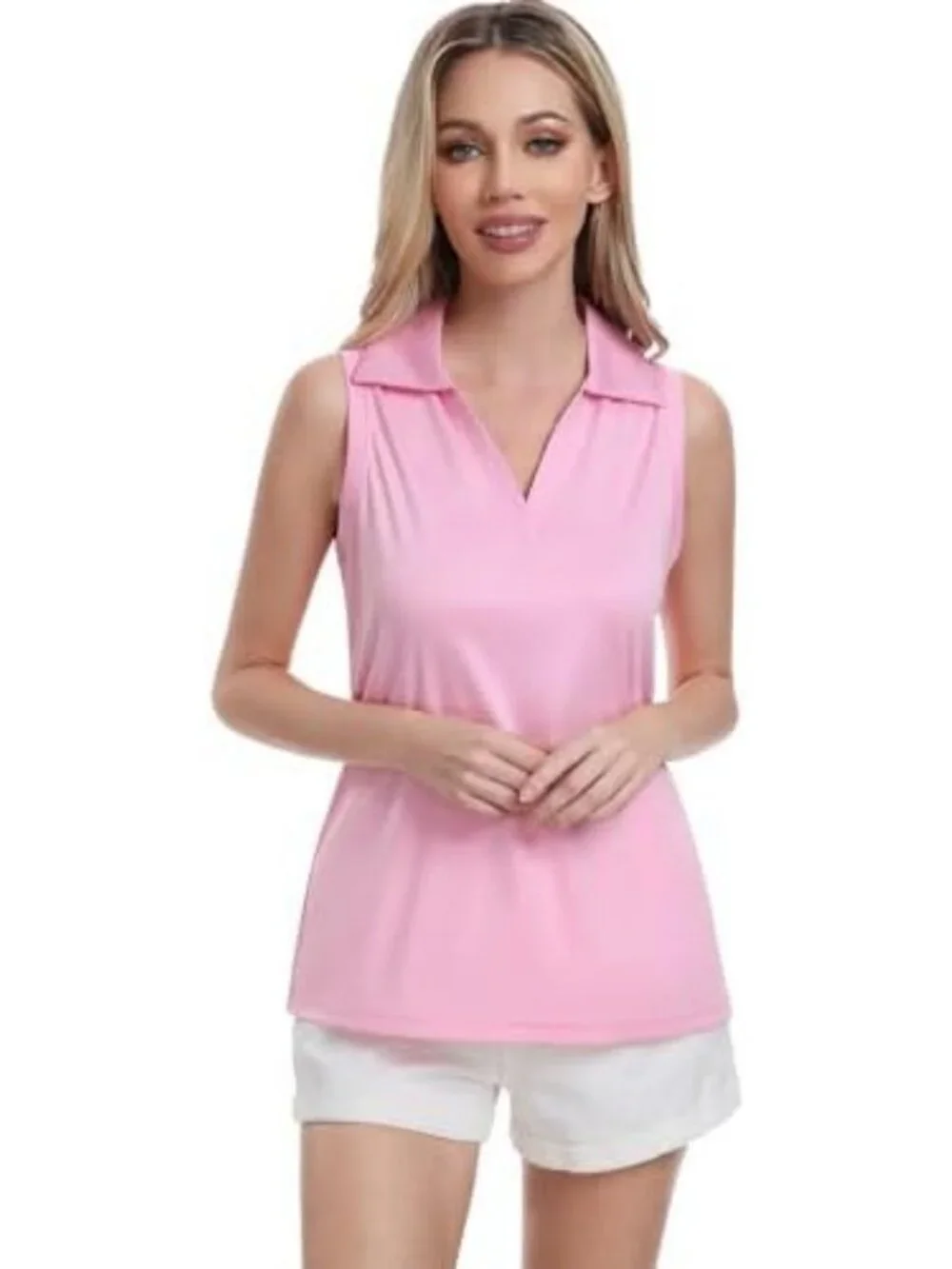 Stylish Women's Sleeveless Golf Polo V-Neck Tank Tops - 3 Pack for Tennis
